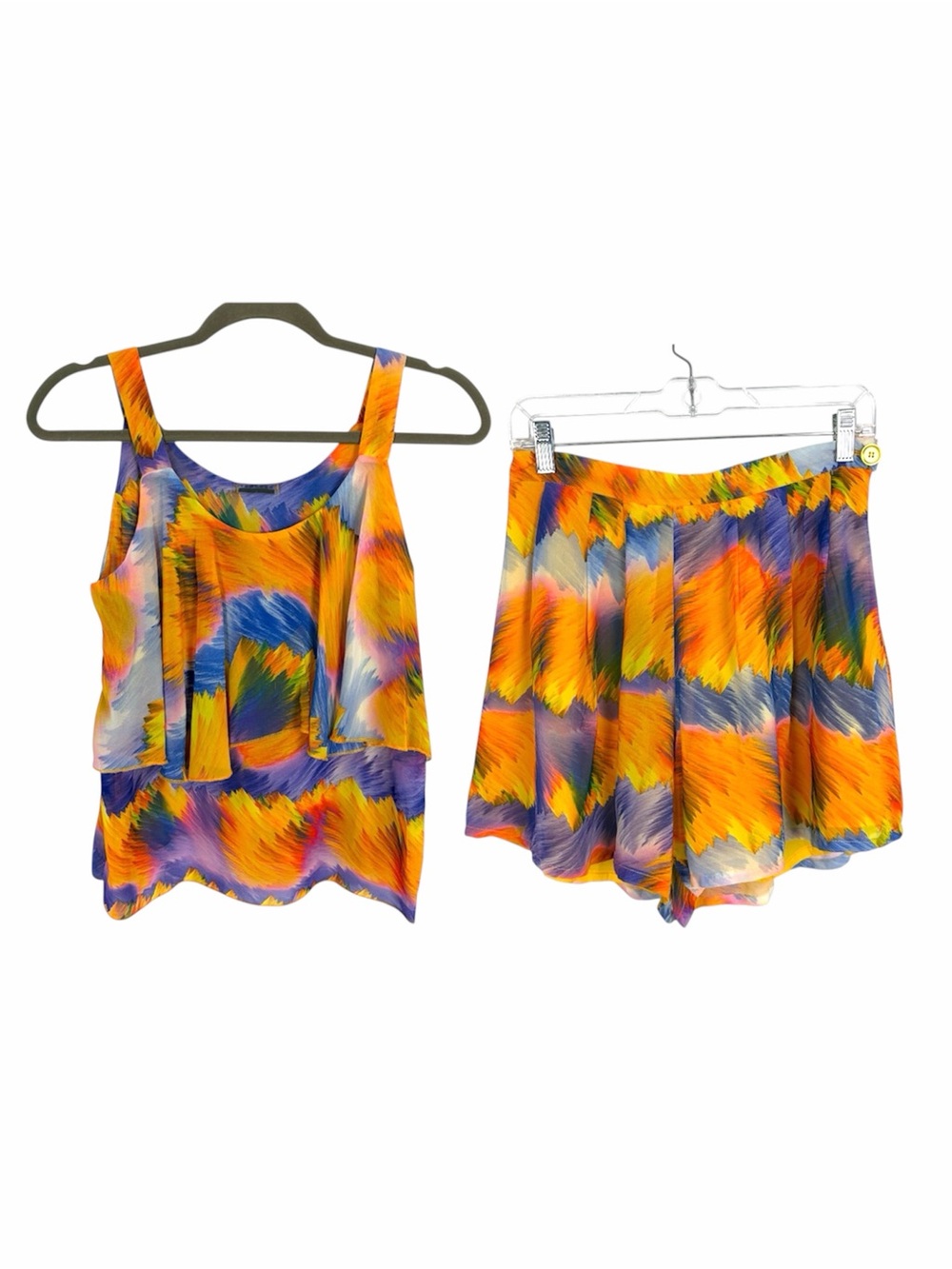 Redhead Abstract Print Tank Top & Shorts Matching Set Colorful